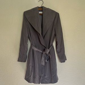 Club Monaco Tie Front Trench Coat Gray Size XS